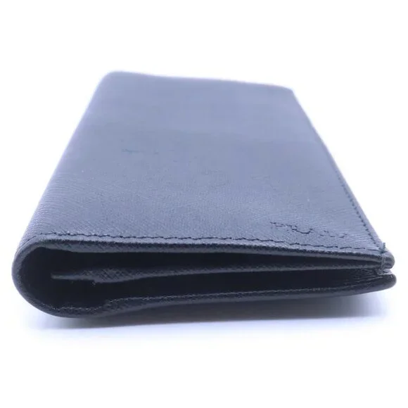 Prada Saffiano Bifold Wallet Card Case Black Leather - Picture 3 of 6